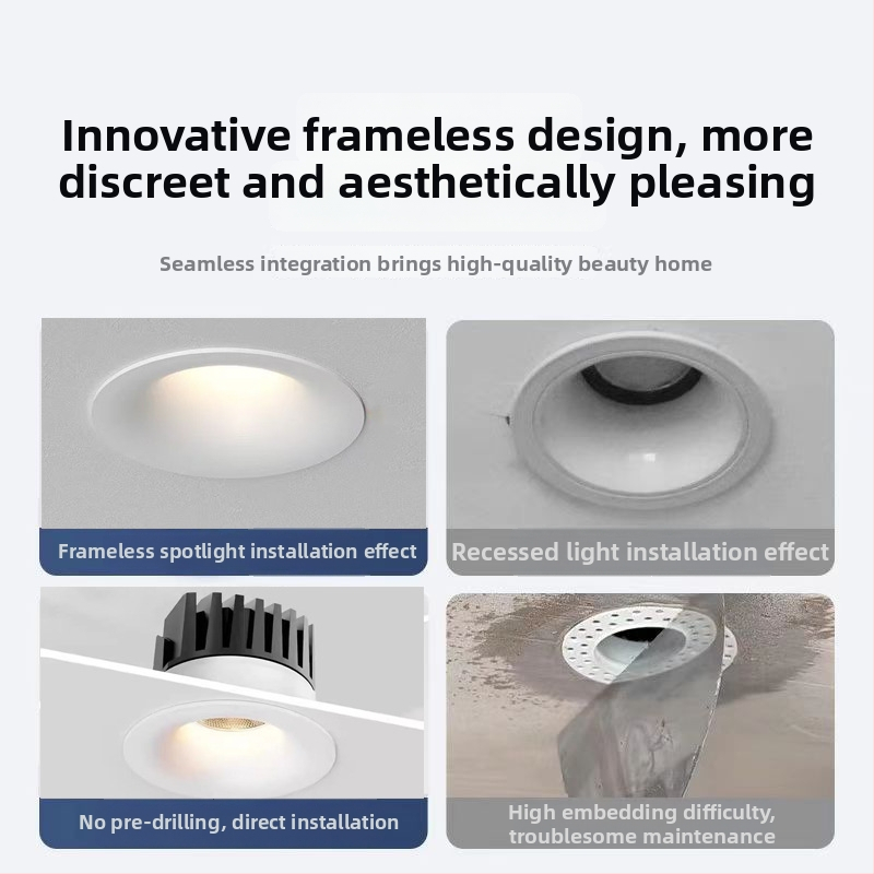 LED zapustený bezrámový oblúkový downlight, 6–10W, 220V, CRI≥90, 3000K/4000K/6000K, hliník