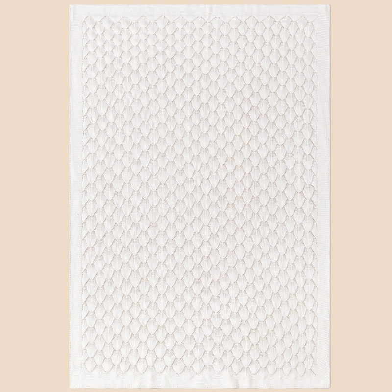 Памучно бебешко плетено одеяло за новородени и деца до 3 години, 100% памук, тегло 300-500 g, за всички сезони, модел с черупкова шарка