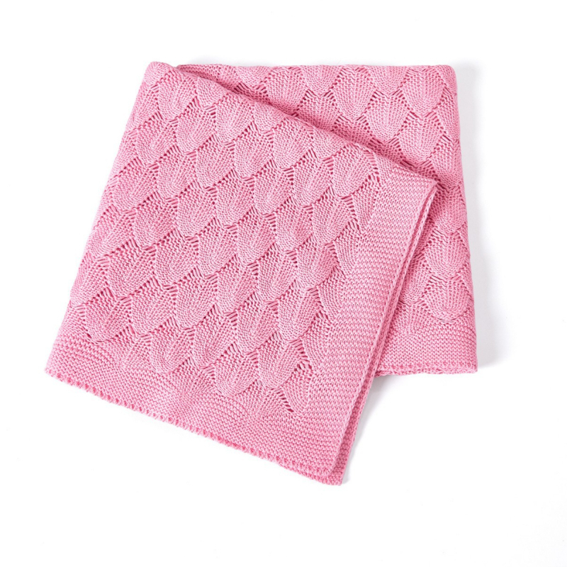 Памучно бебешко плетено одеяло за новородени и деца до 3 години, 100% памук, тегло 300-500 g, за всички сезони, модел с черупкова шарка