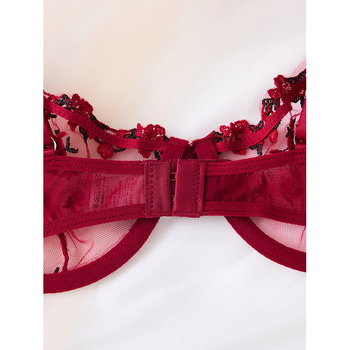 Súprava podprsenky s čipkou a sieťovinou, košíček 3/4, pevné dvojité ramienka, zadný háčik s tromi radmi