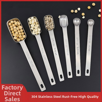 Sada meracích lyžíc zo 304 nerezovej ocele, štvorcový tvar, s meracou stupnicou, pre domácu kuchyňu