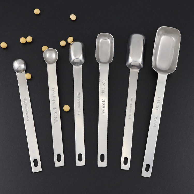 Sada meracích lyžíc zo 304 nerezovej ocele, štvorcový tvar, s meracou stupnicou, pre domácu kuchyňu