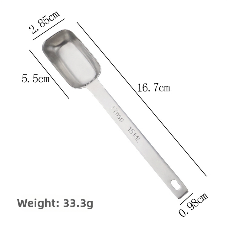 Sada meracích lyžíc zo 304 nerezovej ocele, štvorcový tvar, s meracou stupnicou, pre domácu kuchyňu