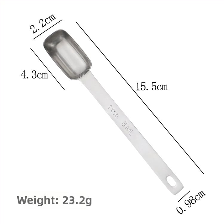 Sada meracích lyžíc zo 304 nerezovej ocele, štvorcový tvar, s meracou stupnicou, pre domácu kuchyňu