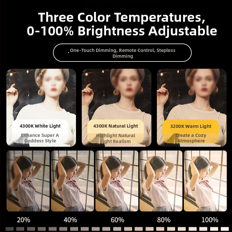 Fotografické svetlo pre live streamovanie — 55W, 5600K, stmievateľné, regulácia jasu, pre živé vysielanie, líčenie a selfie