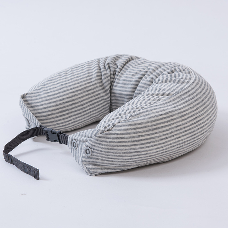 U-образна възглавничка за пътуване – ядро от естествен латекс 90%+ с покритие от чист памук, подходяща за всички сезони, за възрастни и хора в напреднала възраст, за спане в положение по корем или седнали