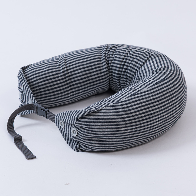 U-образна възглавничка за пътуване – ядро от естествен латекс 90%+ с покритие от чист памук, подходяща за всички сезони, за възрастни и хора в напреднала възраст, за спане в положение по корем или седнали