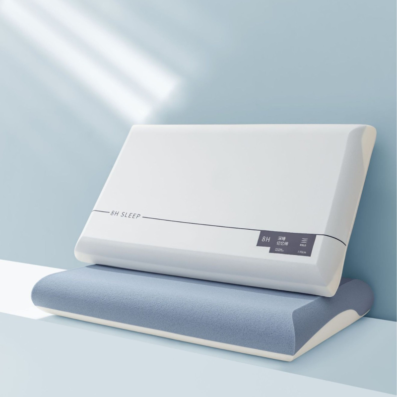 Vankúš s pamäťovou penou na oporu krku, obdĺžnikovité jadro, pletený poťah, 0,5–1,0 kg, prispôsobiteľný