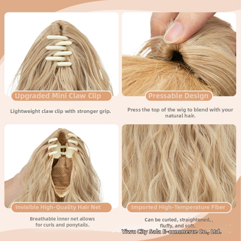 SARLA parochňa s copom — dlhé kučeravé vlasy, vysokoteplotné vlákna, s klipom na pripnutie, model P064