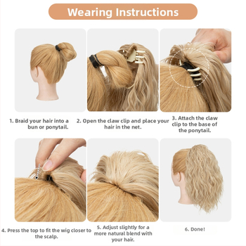 SARLA parochňa s copom — dlhé kučeravé vlasy, vysokoteplotné vlákna, s klipom na pripnutie, model P064