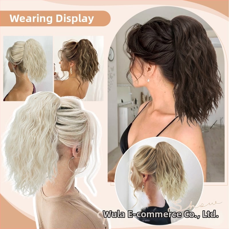 SARLA parūka ar asti — gara viļņota mati, augstas temperatūras šķiedras, ar piespraudi, modelis P064