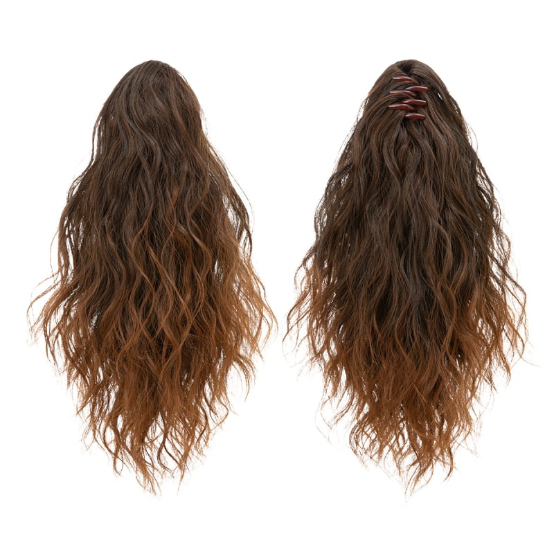 SARLA parochňa s copom — dlhé kučeravé vlasy, vysokoteplotné vlákna, s klipom na pripnutie, model P064