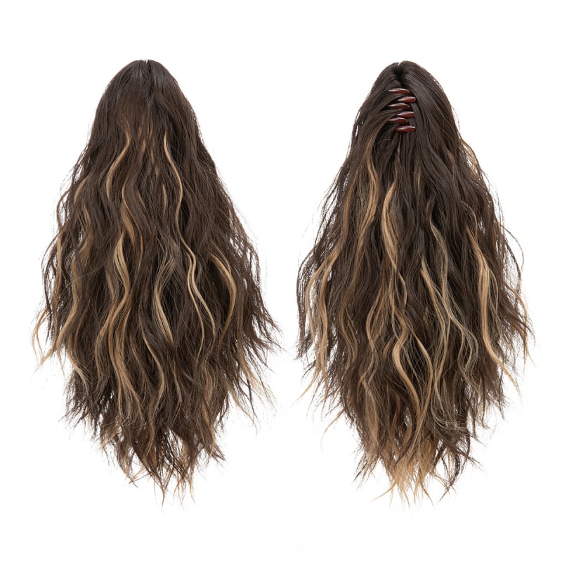 SARLA parochňa s copom — dlhé kučeravé vlasy, vysokoteplotné vlákna, s klipom na pripnutie, model P064