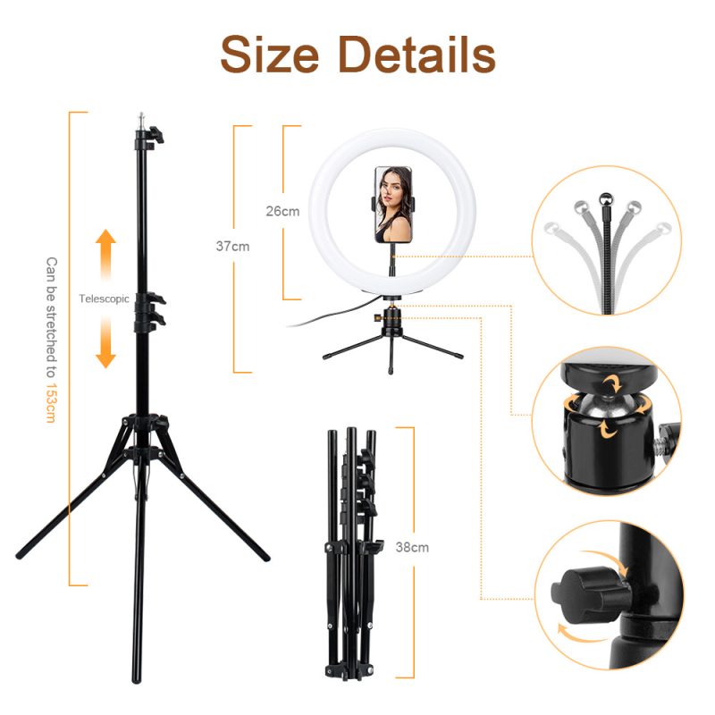 LED светлина за запълване MJ26 — под 10W, 5V, три температури на цвета, ръчно използване за излъчване на живо