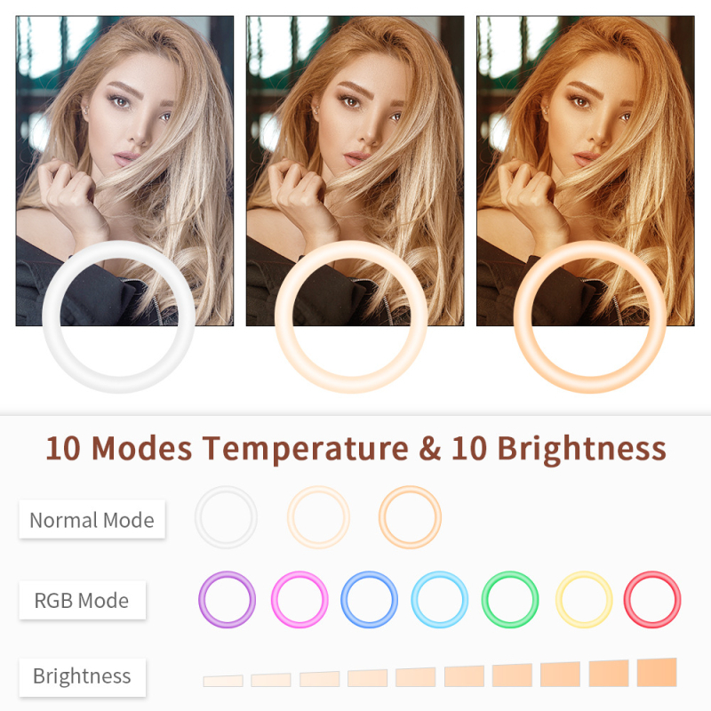 LED светлина за запълване MJ26 — под 10W, 5V, три температури на цвета, ръчно използване за излъчване на живо