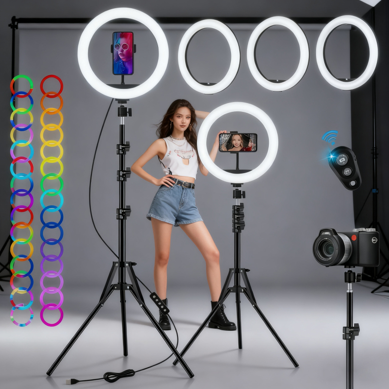 LED светлина за запълване MJ26 — под 10W, 5V, три температури на цвета, ръчно използване за излъчване на живо