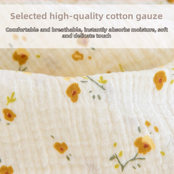 Novorodenecká bavlnená gáza utierka – absorpčná, viac ako 95% bavlna, vhodná pre 0–12 mesiacov, vzory: kvety, bodky