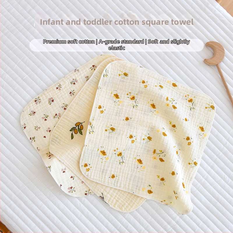 Novorodenecká bavlnená gáza utierka – absorpčná, viac ako 95% bavlna, vhodná pre 0–12 mesiacov, vzory: kvety, bodky