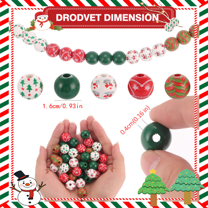 DIY drevené korálky – vypaľovaný lak, vzor: vianočný stromček, kód DN1868-4, kategória: dielenské príslušenstvo