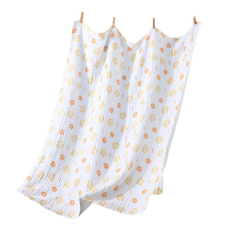 Detský uterák na kúpanie z čistej bavlnenej gázy, dvoj- až štvorvrstvový, cartoon vzor, rýchloschnúci, 80–100 g, priadza 40s