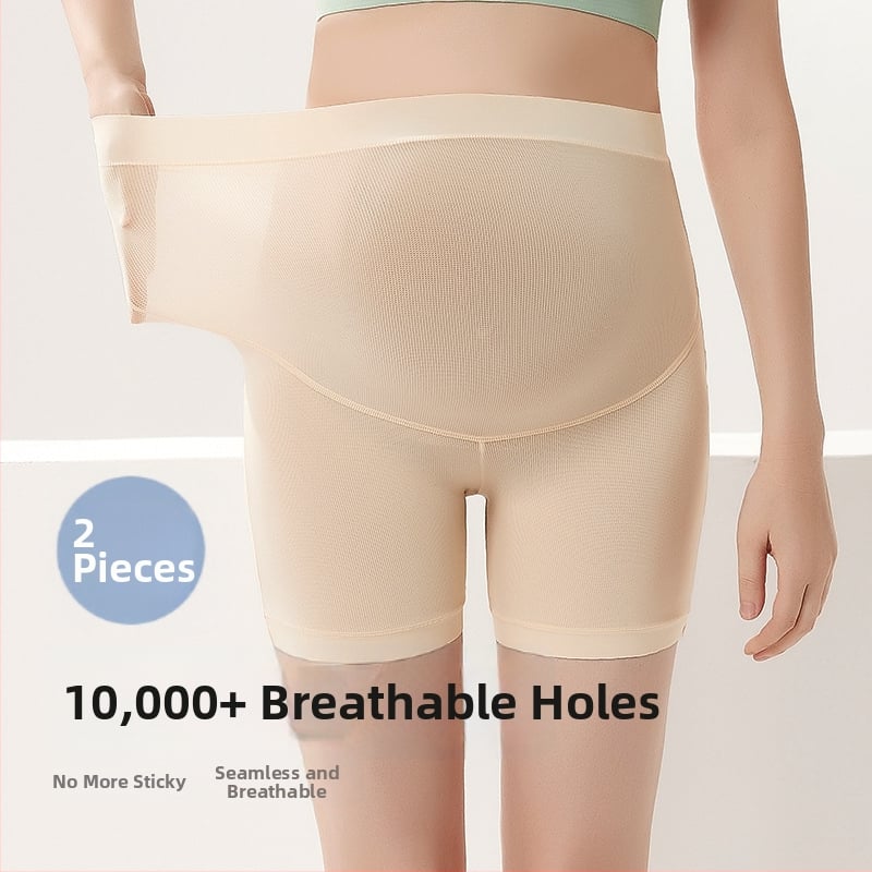 Tehotenské bezpečnostné nohavice, bezšvové, ľahká letná Ice Silk látka, podpora brucha, krátke nohavice z viskózy