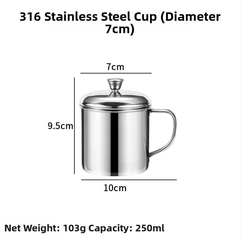 Detský pohár z nehrdzavejúcej ocele 304 s viečkom a držiakom