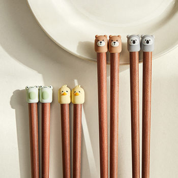 Palice na jedenie s karikatúrnym vzorom, roztomilý štýl, materiál: santalové drevo + PVC, s logom, prispôsobiteľné