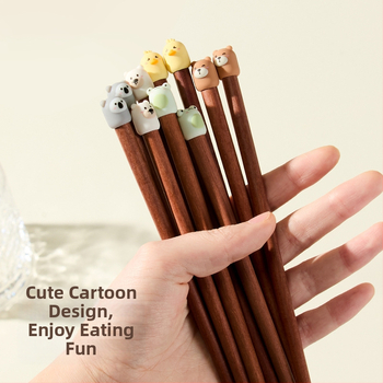 Palice na jedenie s karikatúrnym vzorom, roztomilý štýl, materiál: santalové drevo + PVC, s logom, prispôsobiteľné