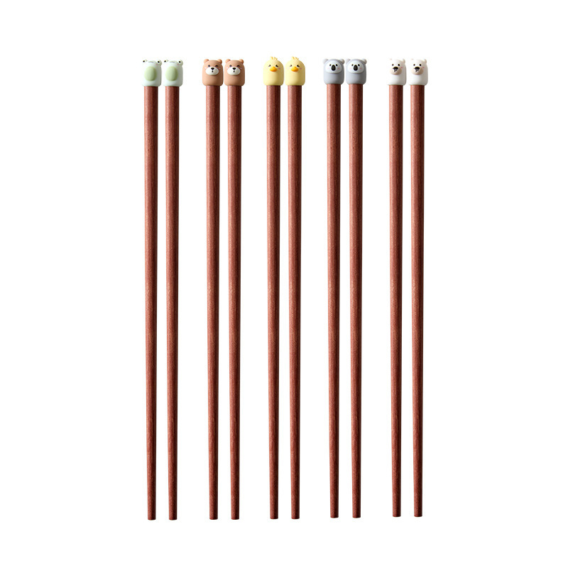 Palice na jedenie s karikatúrnym vzorom, roztomilý štýl, materiál: santalové drevo + PVC, s logom, prispôsobiteľné
