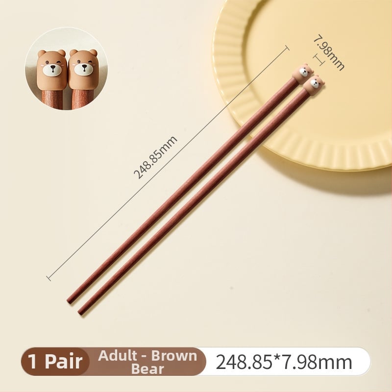 Palice na jedenie s karikatúrnym vzorom, roztomilý štýl, materiál: santalové drevo + PVC, s logom, prispôsobiteľné