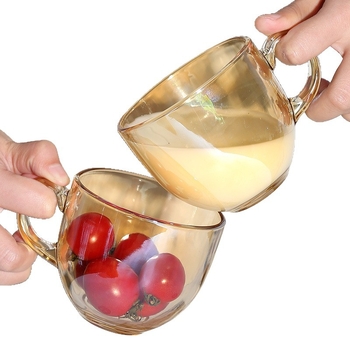 Sklenená šálka s viečkom a držadlom, prenosný raňajkový pohár s lyžičkou, viacvrstvová konštrukcia