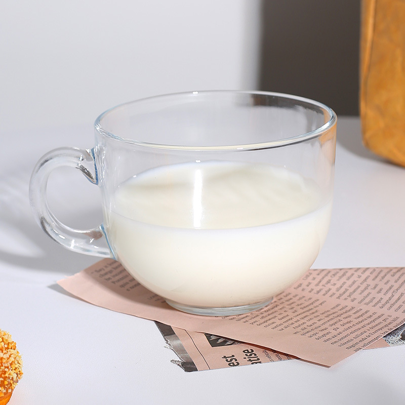 Sklenená šálka s viečkom a držadlom, prenosný raňajkový pohár s lyžičkou, viacvrstvová konštrukcia