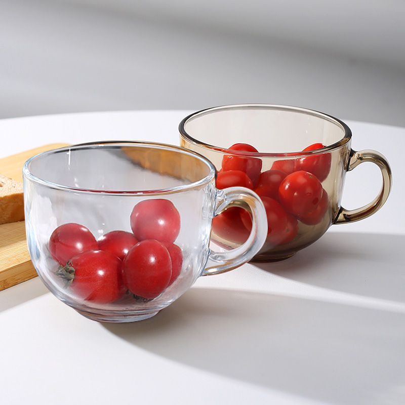 Sklenená šálka s viečkom a držadlom, prenosný raňajkový pohár s lyžičkou, viacvrstvová konštrukcia