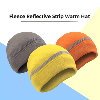 Čiapka z fleecu s reflexnou páskou na vonkajšie zimné športy, unisex, vhodná pre beh a cyklistiku