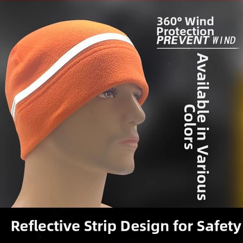 Čiapka z fleecu s reflexnou páskou na vonkajšie zimné športy, unisex, vhodná pre beh a cyklistiku