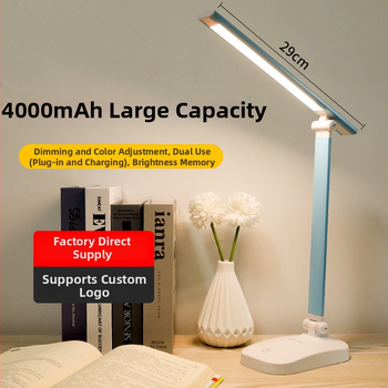 LED skladacia stolná lampa s USB nabíjaním a napájaním zo zásuvky, dotykové ovládanie, stmievateľná a teplotne nastaviteľná farba svetla, s vstavanou batériou