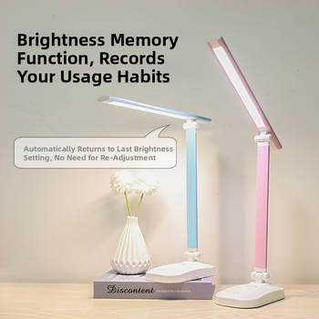 LED skladacia stolná lampa s USB nabíjaním a napájaním zo zásuvky, dotykové ovládanie, stmievateľná a teplotne nastaviteľná farba svetla, s vstavanou batériou