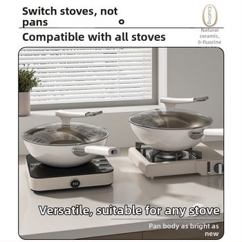 Wok s titanovým povlakom aplikovaným teplným striekaním, nepriľnavý, ploché dno, viečko z tvrdeného skla