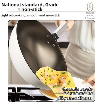 Wok s titanovým povlakom aplikovaným teplným striekaním, nepriľnavý, ploché dno, viečko z tvrdeného skla