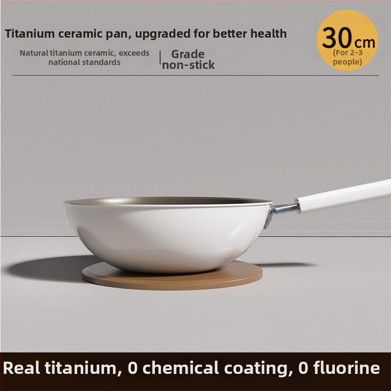 Wok s titanovým povlakom aplikovaným teplným striekaním, nepriľnavý, ploché dno, viečko z tvrdeného skla