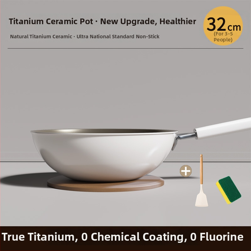 Wok s titanovým povlakom aplikovaným teplným striekaním, nepriľnavý, ploché dno, viečko z tvrdeného skla