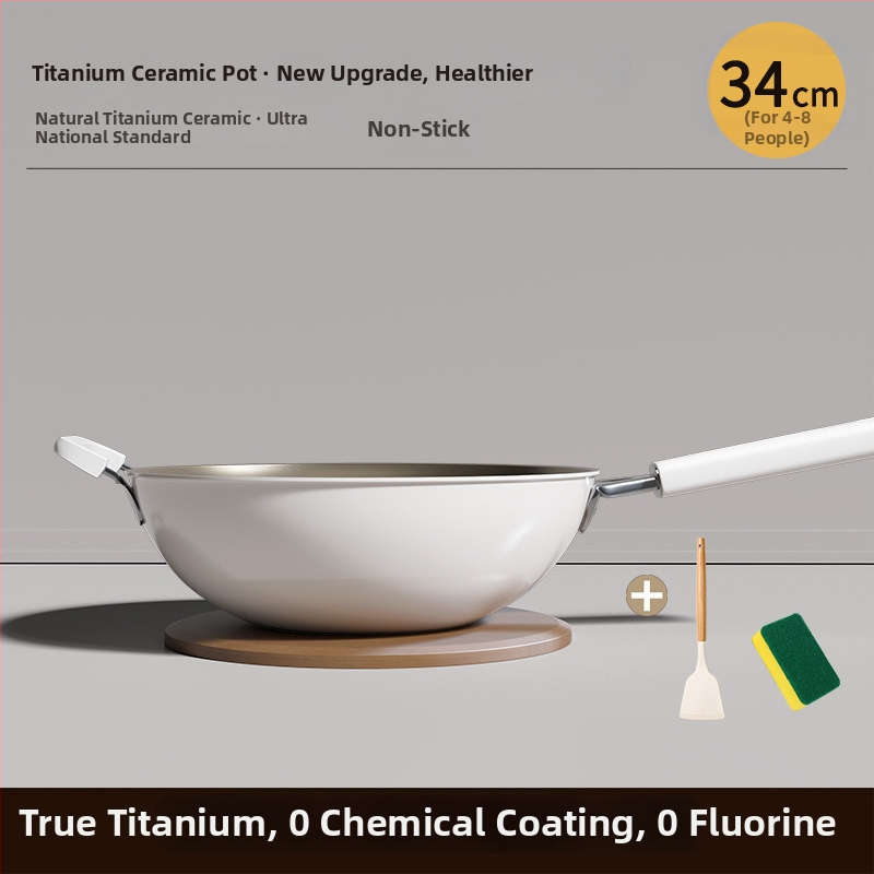 Wok s titanovým povlakom aplikovaným teplným striekaním, nepriľnavý, ploché dno, viečko z tvrdeného skla