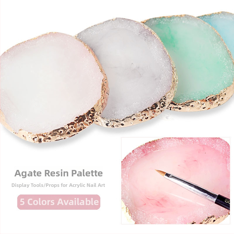 Honuo Japonský štýl manikúry – Displejová doska z agatovej, krištálovej a živicovej pre nechty, rekvizita na fotografovanie