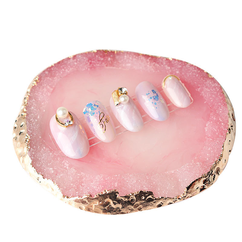 Honuo Japonský štýl manikúry – Displejová doska z agatovej, krištálovej a živicovej pre nechty, rekvizita na fotografovanie