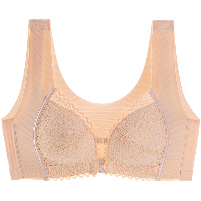 Bezšvová podprsenka v štýle vesty s predným zapínaním, 3/4 košík, hlavný materiál nylon 80–90%, podšívka z elastanu, dizajn bez chrbta s vypchávkami na prsia, priedušný