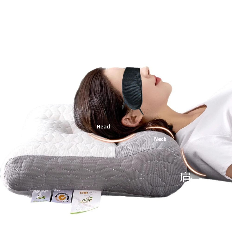 Latekso kaklo palaikymo pagalvė, stačiakampio formos, natūralus lateksas, megztas branduolys, branduolio aukštis 10–15 cm