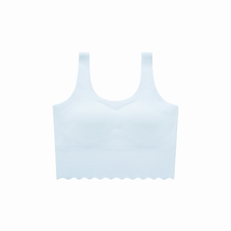 Szem-mentes edzőtop lányoknak pubertás idején — nylon anyag (70-80%), teljes kosár ultramodellált kosár, rögzített dupla vállpántok, spandex bélés, Little Singers márka, 7-12 éveseknek