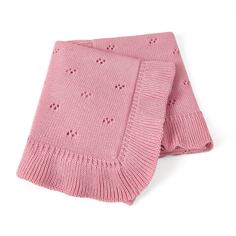 Бебешко одеяло от чист памук, плетено с кант в стил лотосов лист, подходящо за новородени и деца до 3 години, четири сезона, тегло 300–500 g, възможност за персонализирана обработка