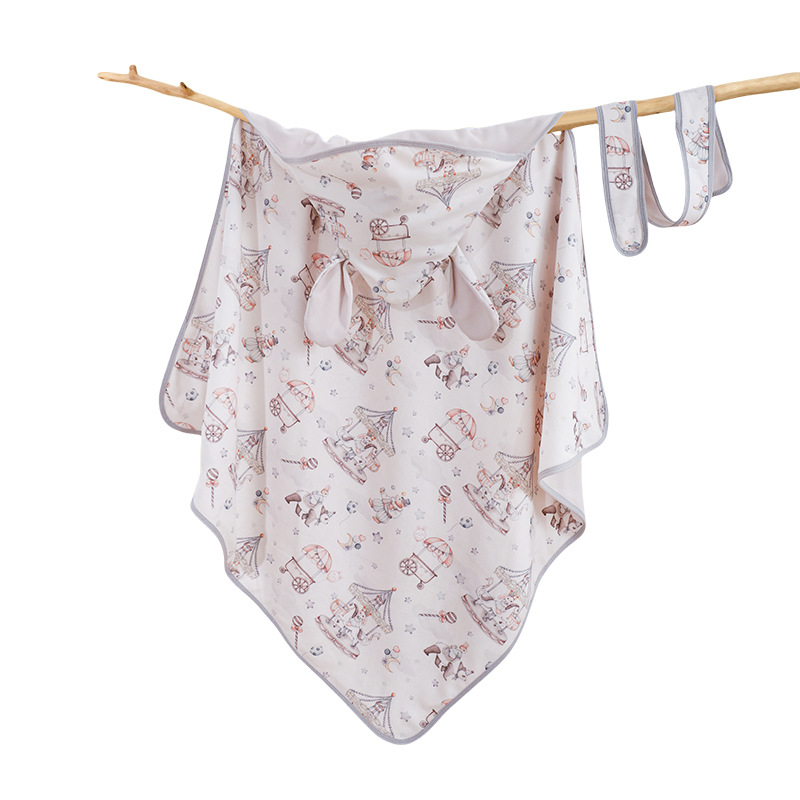 Новородено памучно квилтово одеяло, 100% памук, тегло до 0,5 кг, лято, карикатурен стил.