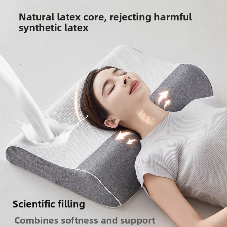 Spánková vankúš z memory latexu s pleteným poťahom, latexový obsah 80–90%, výška 5–10 cm, podpora krčnej chrbtice pre dospelých